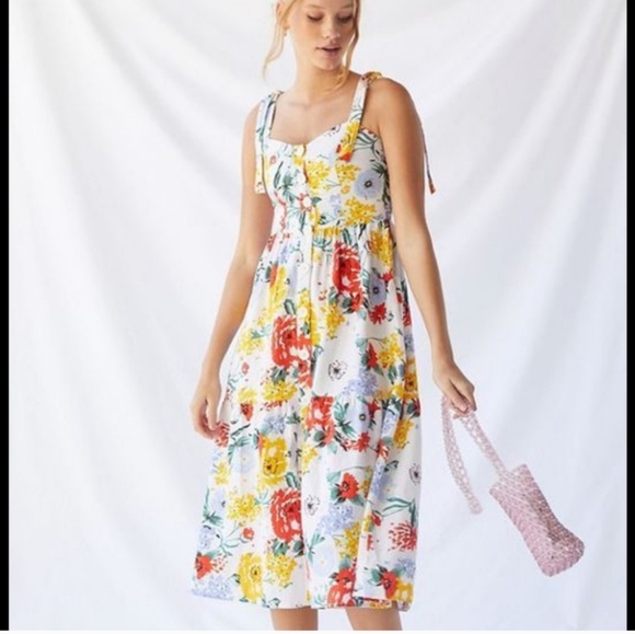 Urban Outfitters Dresses & Skirts - Urban Outfitters Colorful Floral Midi Dress Size Small